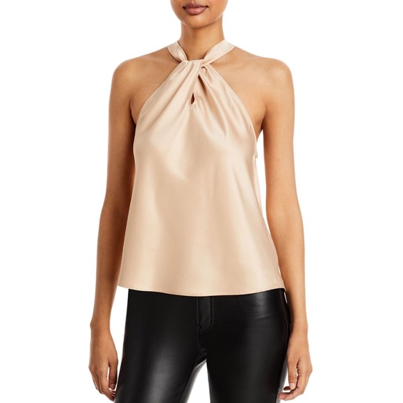 Aqua Womens Sleeveless Satin Blouse Halter Top - Picture 1 of 2